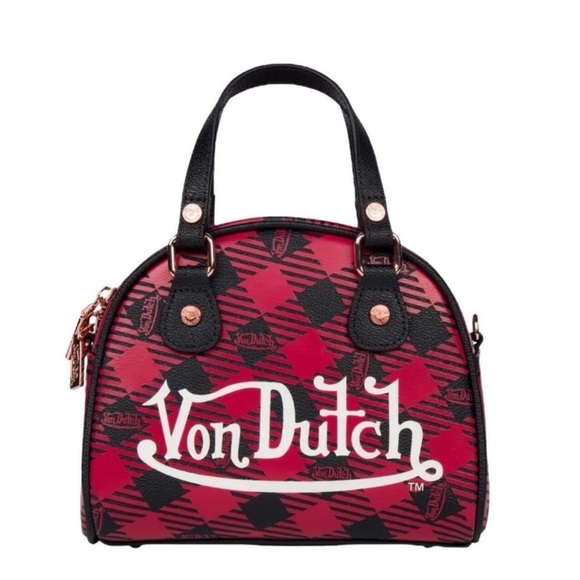 NWOT Von Dutch Red Plaid Crossbody Bag - Picture 1 of 12
